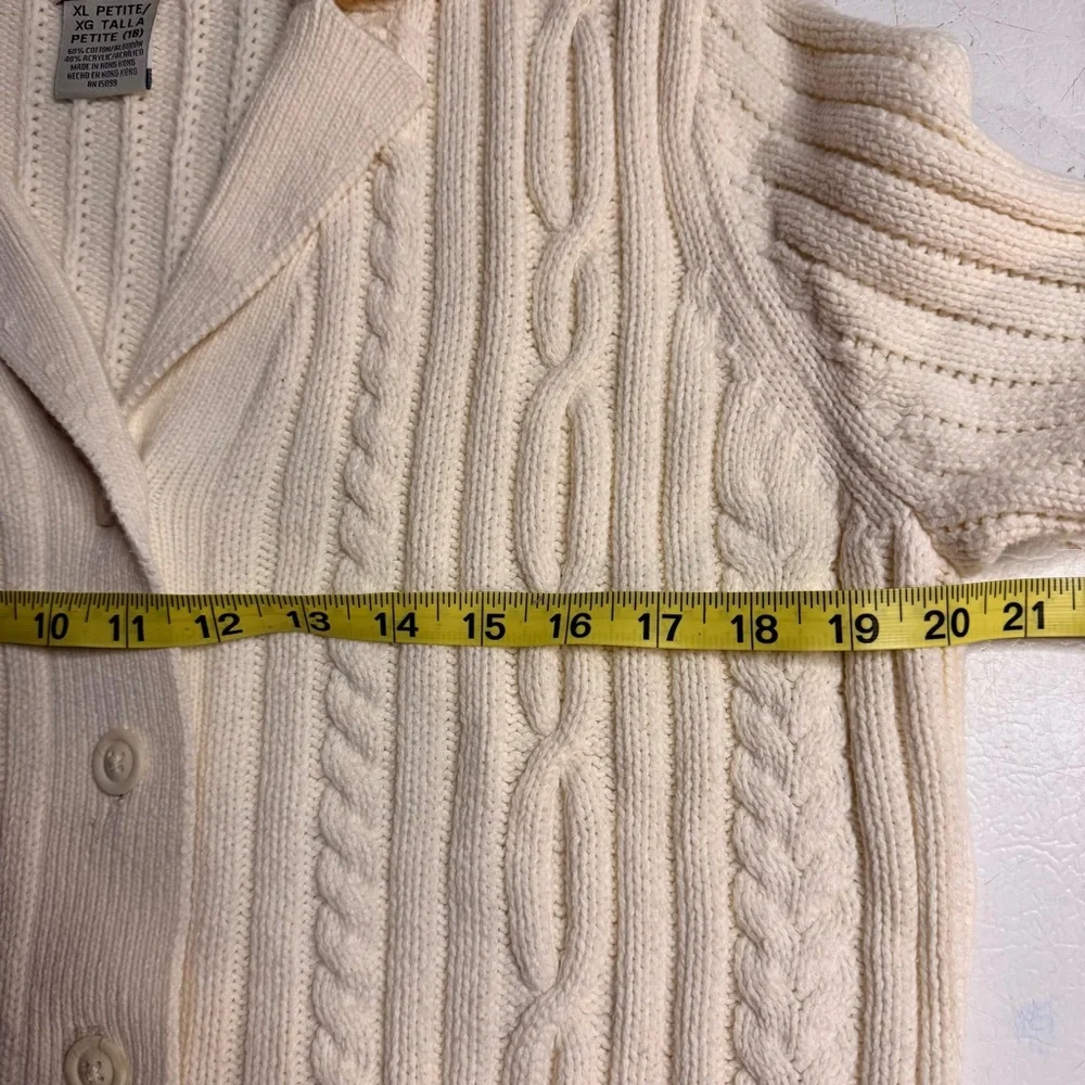 Vintage Fisherman Cream Cable Knit Button Front‎ Cardigan Sweater XL